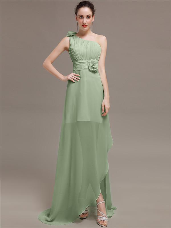 One Shoulder Flowers Bridesmaid Dresses