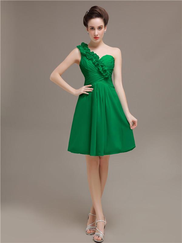 One Shoulder Pleats Bridesmaid Dresses