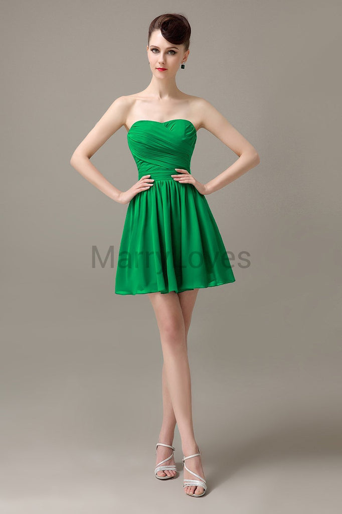 Sweetheart Chiffon Short Bridesmaid Dresses