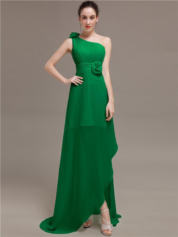 One Shoulder Flowers Bridesmaid Dresses