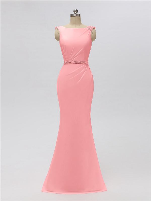 Mermaid Bateau Chiffon Floor Length Bridesmaid Dresses