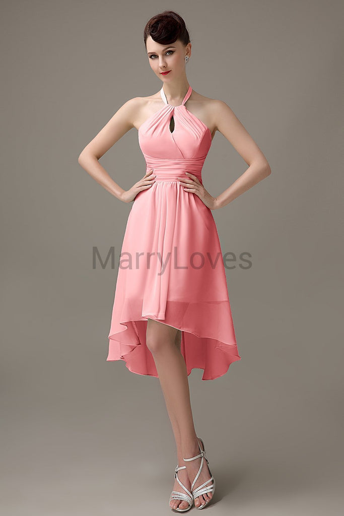 Halter High-Low Chiffon Bridesmaid Dresses