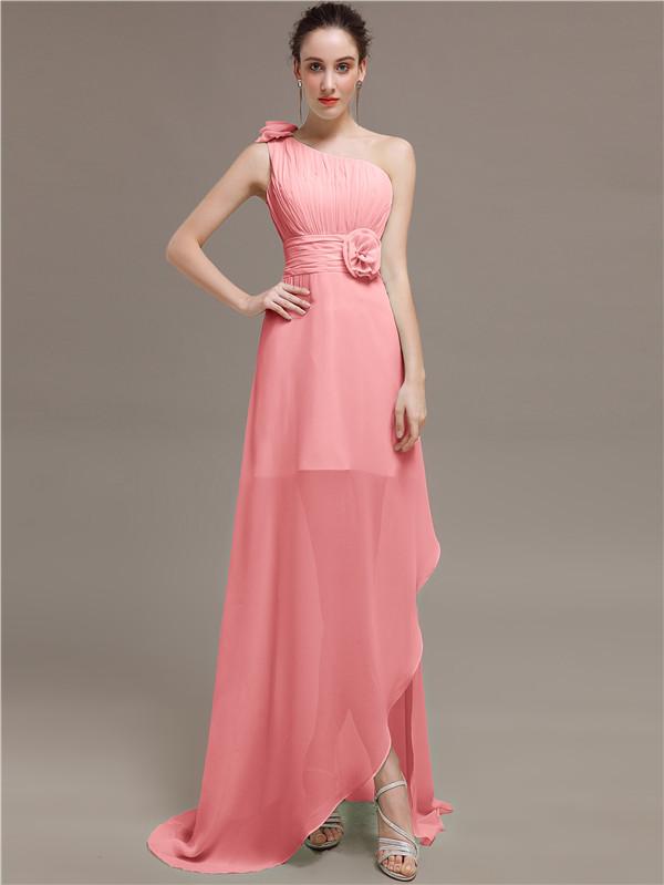 One Shoulder Flowers Bridesmaid Dresses