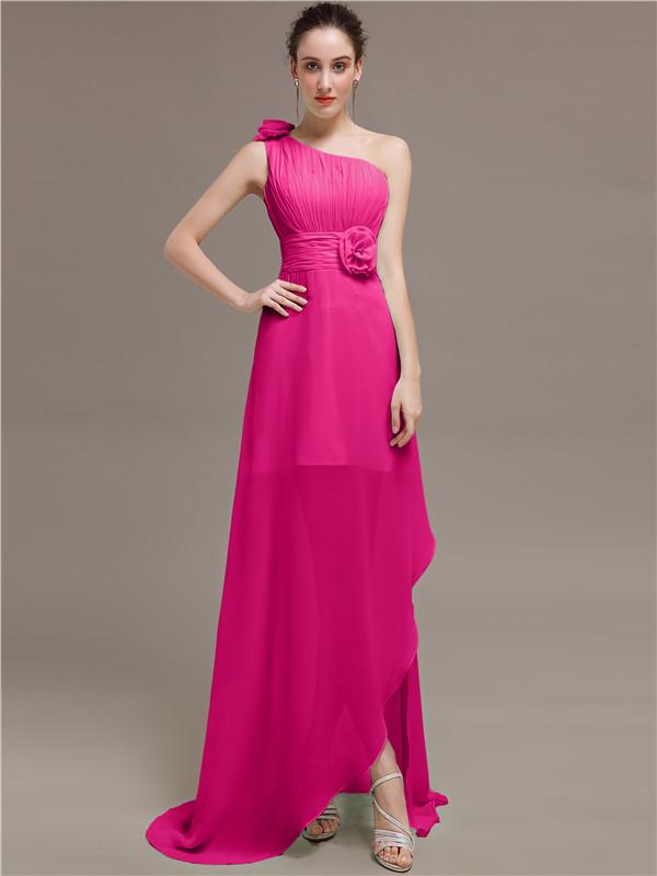 One Shoulder Flowers Bridesmaid Dresses