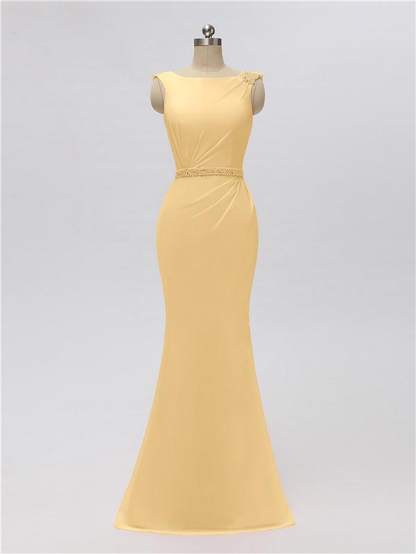 Mermaid Bateau Chiffon Floor Length Bridesmaid Dresses