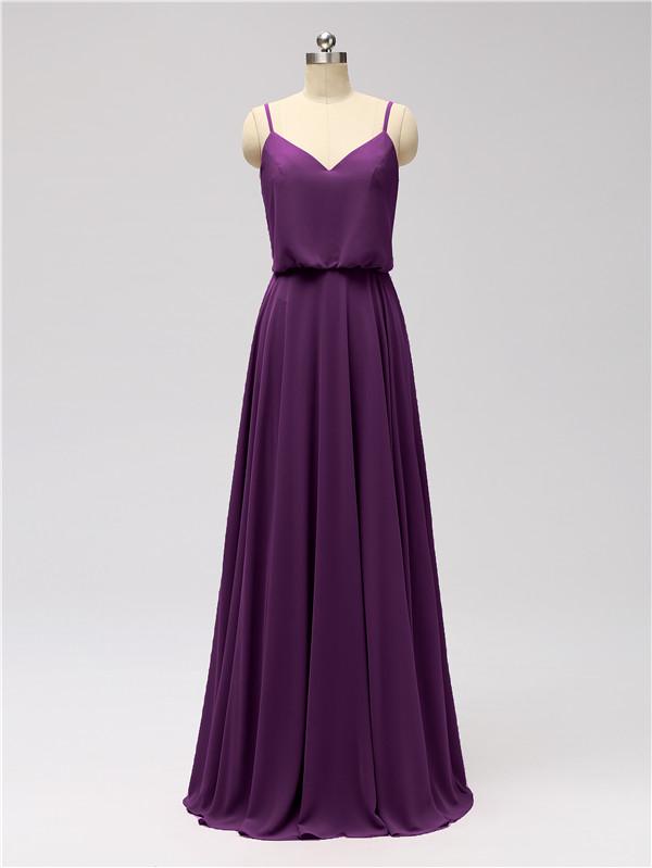 Spaghetti Strap Chiffon Floor Length Bridesmaid Dresses