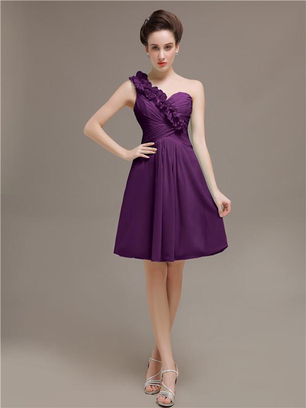 One Shoulder Pleats Bridesmaid Dresses
