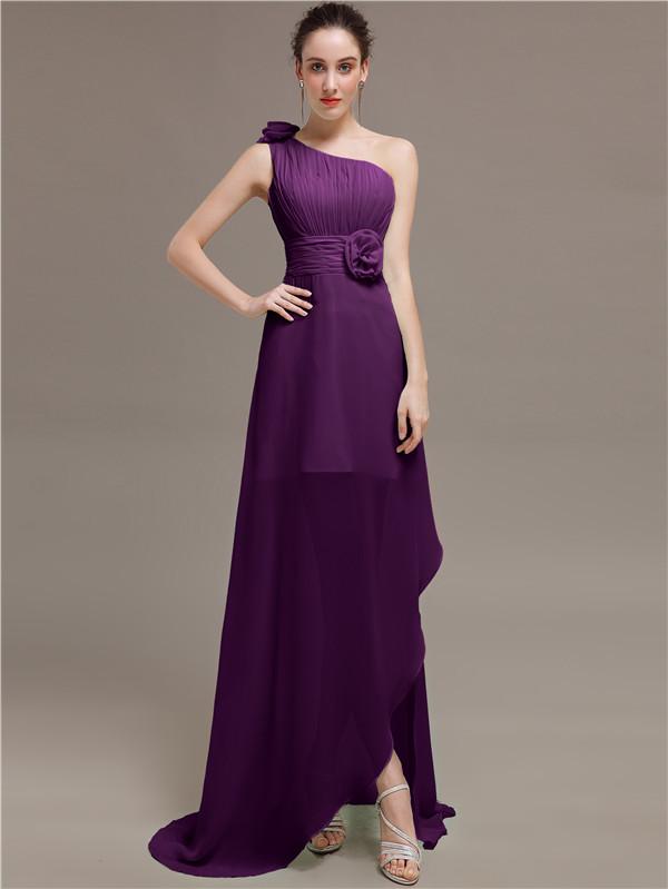 One Shoulder Flowers Bridesmaid Dresses