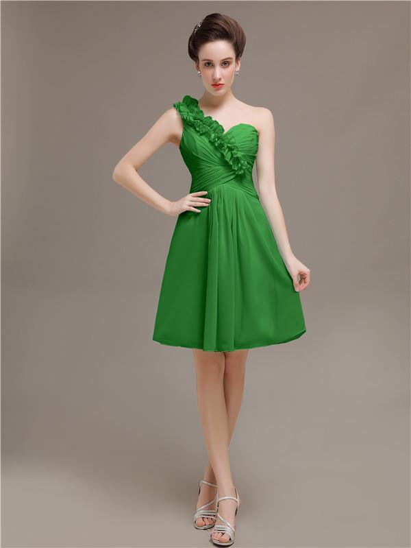 One Shoulder Pleats Bridesmaid Dresses