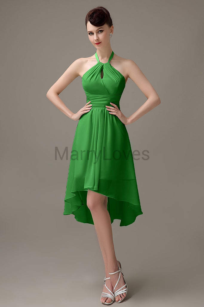 Halter High-Low Chiffon Bridesmaid Dresses