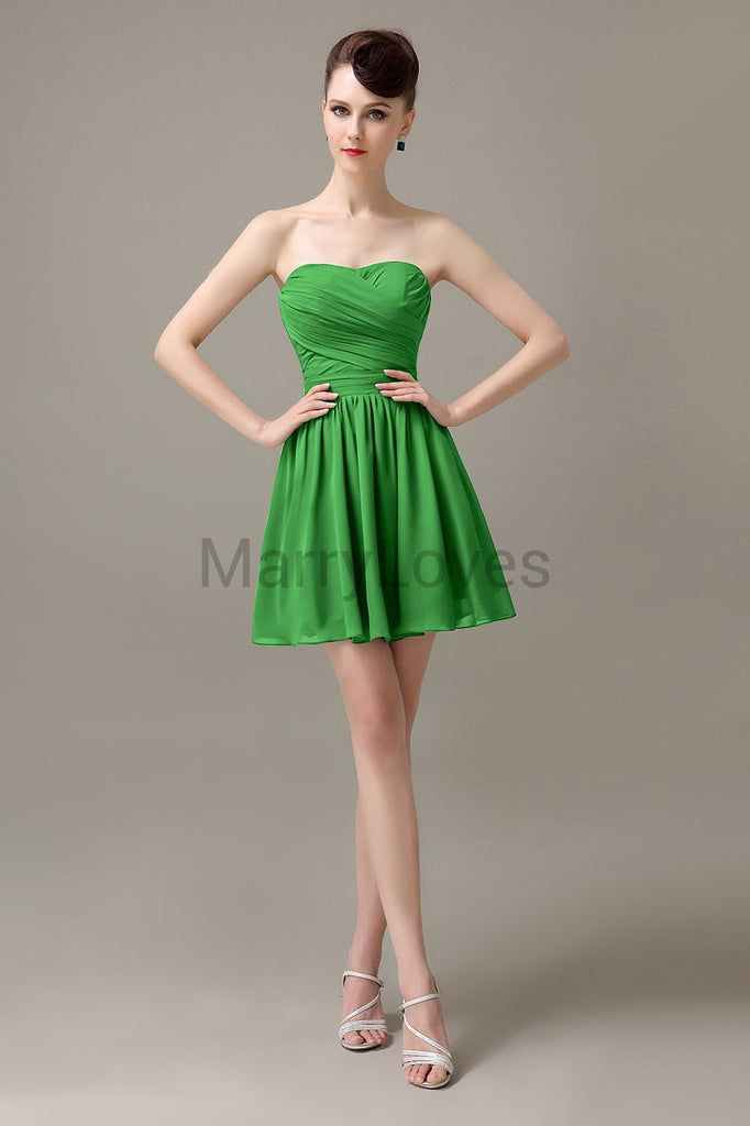 Sweetheart Chiffon Short Bridesmaid Dresses