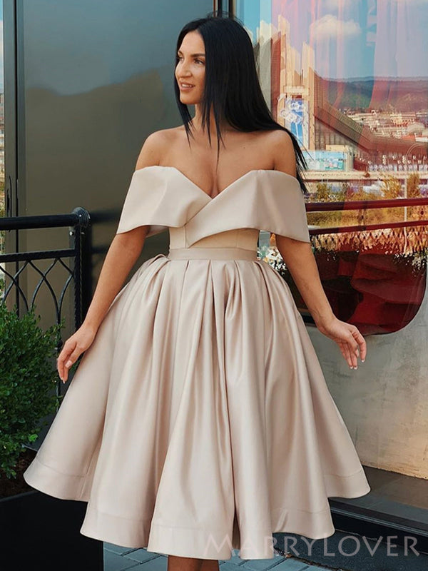 Off Shoulder Satin A-line Short Homecoming Dresses, HM1097 MarryLover Off Shoulder Satin A-line Short Homecoming Dresses, HM1097 MarryLover