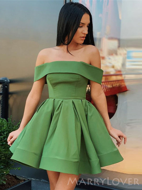 Off Shoulder A-line Satin Short Homecoming Dresses, HM1109 MarryLover Off Shoulder A-line Satin Short Homecoming Dresses, HM1109 MarryLover