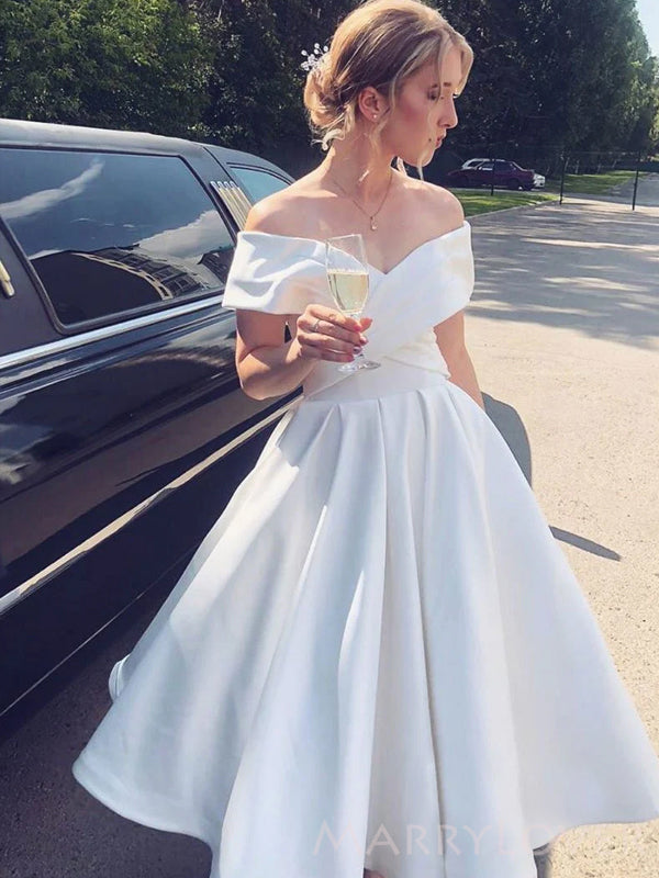 White Satin Off Shoulder A-line Short Homecoming Dresses, HM1111 MarryLover White Satin Off Shoulder A-line Short Homecoming Dresses, HM1111 MarryLover