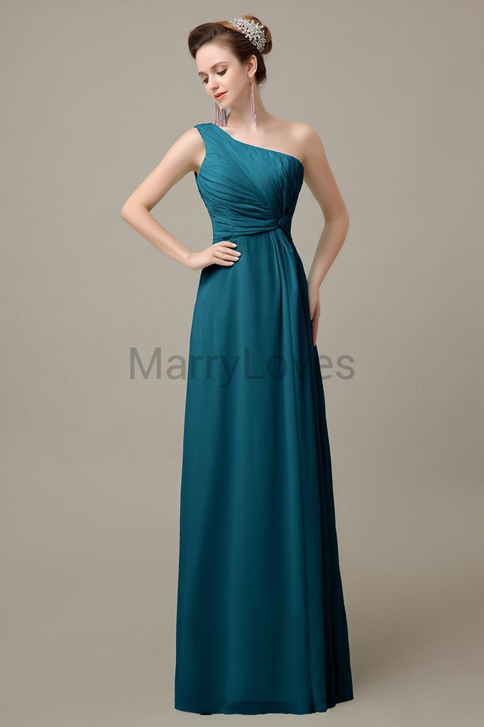 One Shoulder Long Chiffon Bridesmaid Dresses