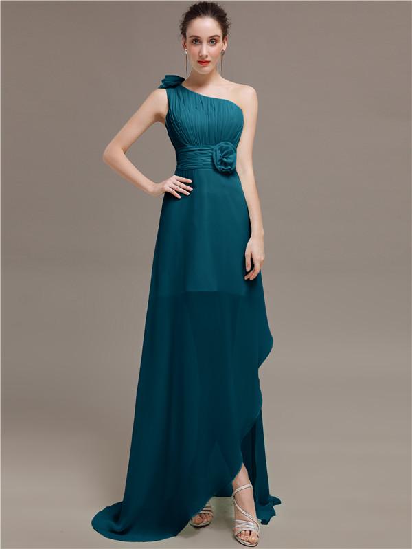 One Shoulder Flowers Bridesmaid Dresses