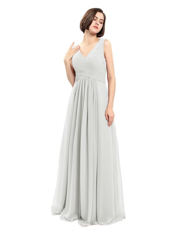 A-line V-neck Sleeveless Chiffon Bridesmaid Dresses
