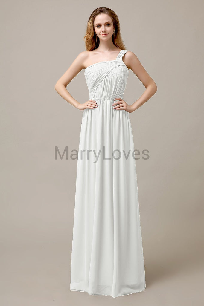 A-line One Shoulder Pleats Bridesmaid Dresses