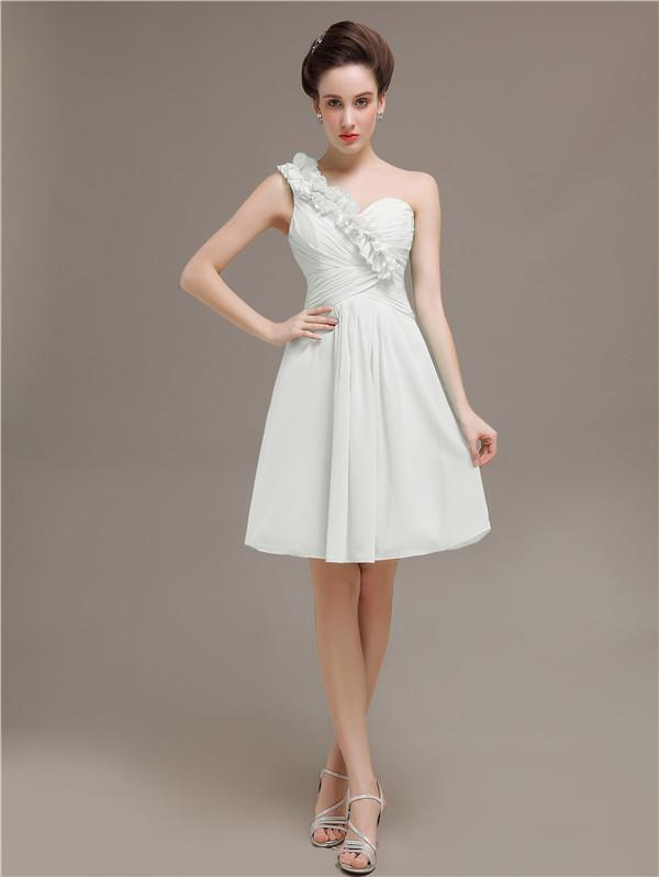 One Shoulder Pleats Bridesmaid Dresses