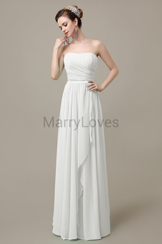 Strapless Pleats Chiffon Bridesmaid Dresses