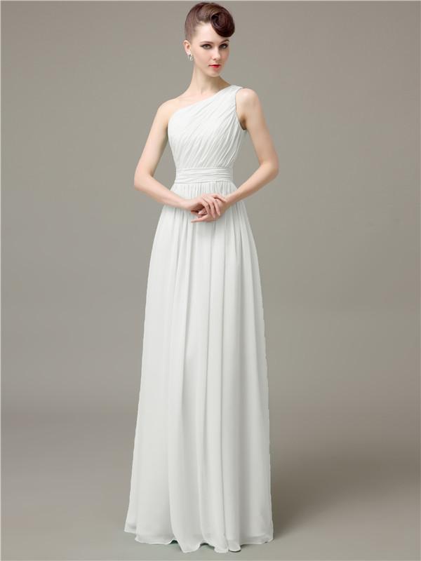 One Shoulder Pleats Chiffon Bridesmaid Dresses