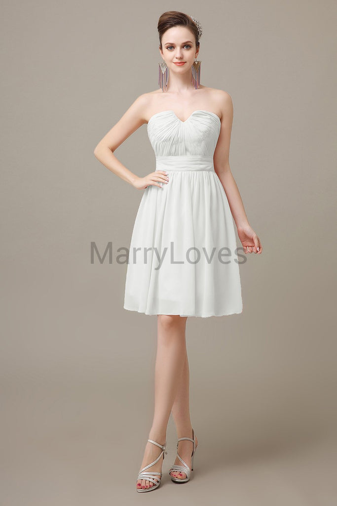 Sweetheart Neck Knee Length Chiffon Bridesmaid Dresses