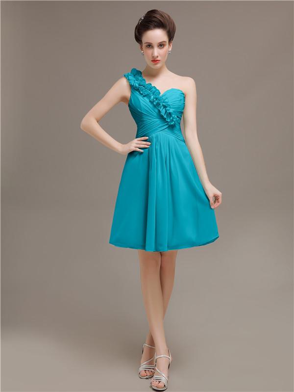 One Shoulder Pleats Bridesmaid Dresses