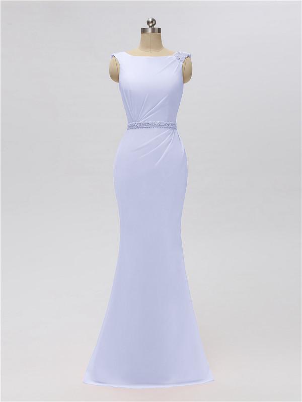 Mermaid Bateau Chiffon Floor Length Bridesmaid Dresses