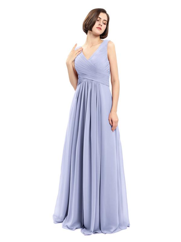 A-line V-neck Sleeveless Chiffon Bridesmaid Dresses