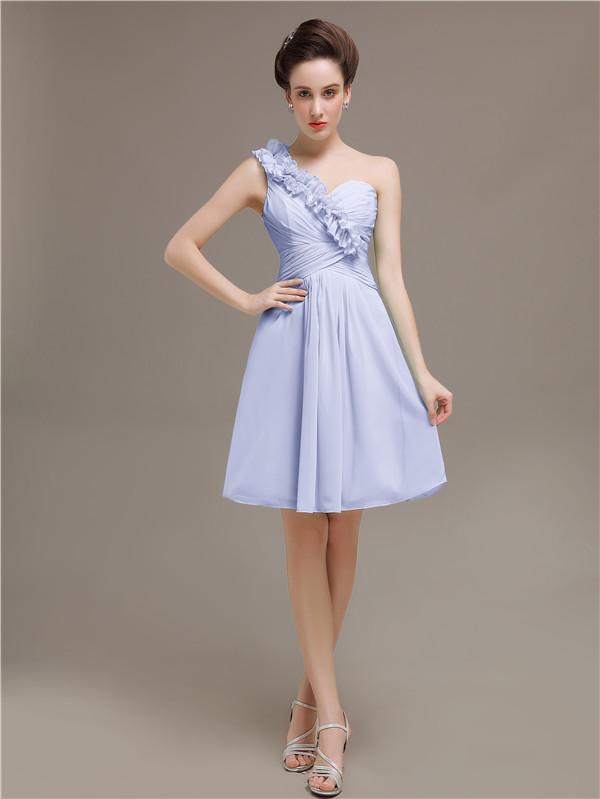 One Shoulder Pleats Bridesmaid Dresses