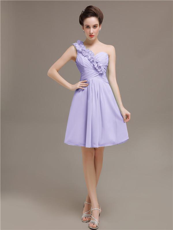 One Shoulder Pleats Bridesmaid Dresses