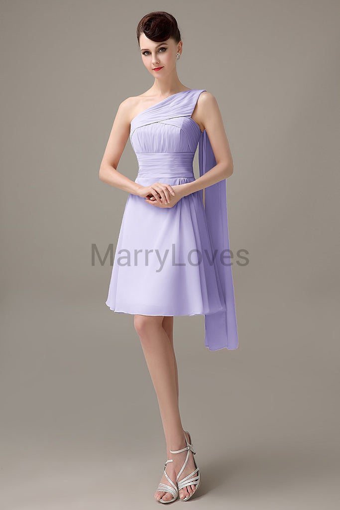 One Shoulder Pleats Bridesmaid Dresses