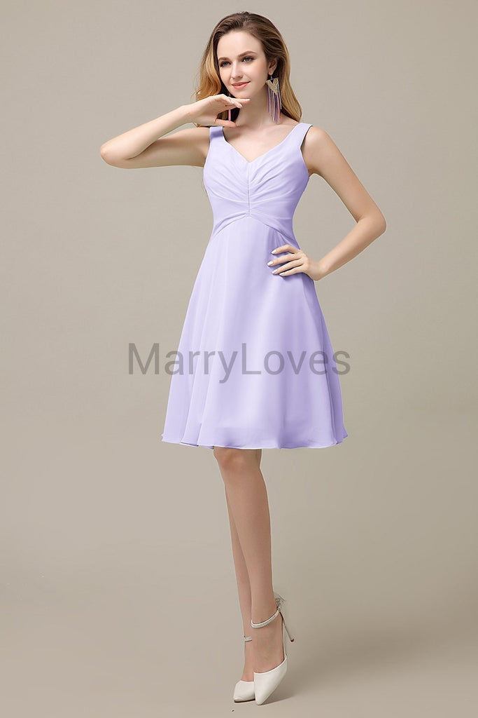 Simple V-Neck Chiffon Bridesmaid Dresses