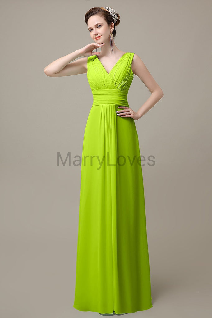 V-Neck Sleeveless Chiffon Bridesmaid Dresses