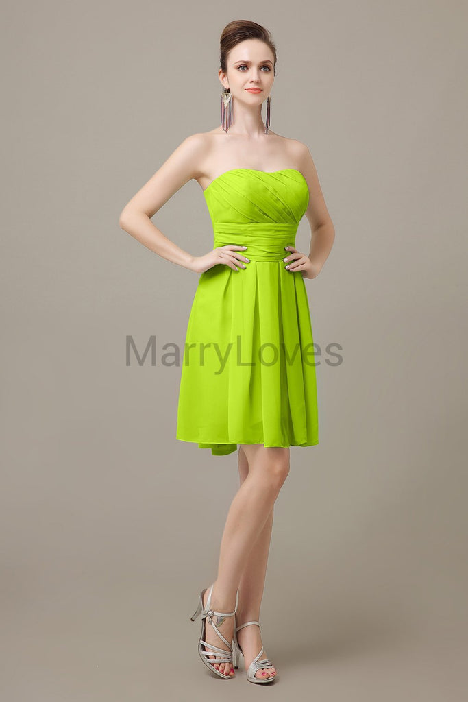 Strapless Pleats Sweetheart Bridesmaid Dresses