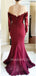 Sexy Off Shoulder Lace Mermaid Long Evening Prom Dresses With Sleeves, MR7078