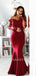 Sexy Off Shoulder Lace Mermaid Long Evening Prom Dresses With Sleeves, MR7078