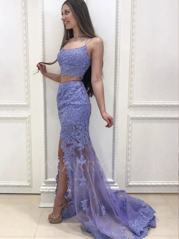 Two Pieces Mermaid Cheap Lace Long Evening Sweet Dresses,Long Prom dre MarryLover Two Pieces Mermaid Cheap Lace Long Evening Sweet Dresses,Long Prom dre MarryLover