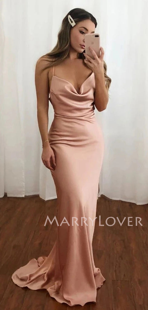 Sexy Spaghetti Straps Mermaid Long Evening Prom Dresses, Cheap Custom Prom Dresses, MR7145