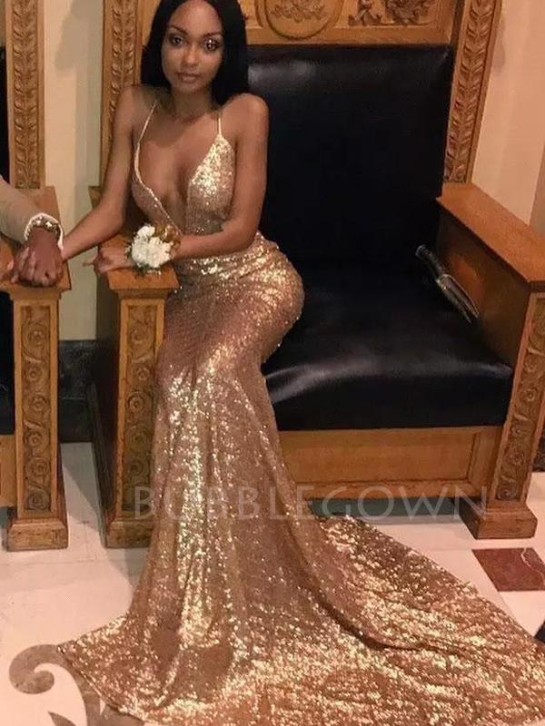Sex Golden Deep V neck Spaghetti Atraps Mermaid Long Evening Prom Dres MarryLover Sex Golden Deep V neck Spaghetti Atraps Mermaid Long Evening Prom Dres MarryLover