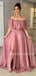 Off Shoulder Blue Chiffon Cheap Long Evening Prom Dresses, MR7312