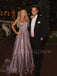 A-Line Sparkle Spaghetti Straps V Neck Backless Long Evening Prom Dresses, Cheap Custom Prom Dresses,MR7488