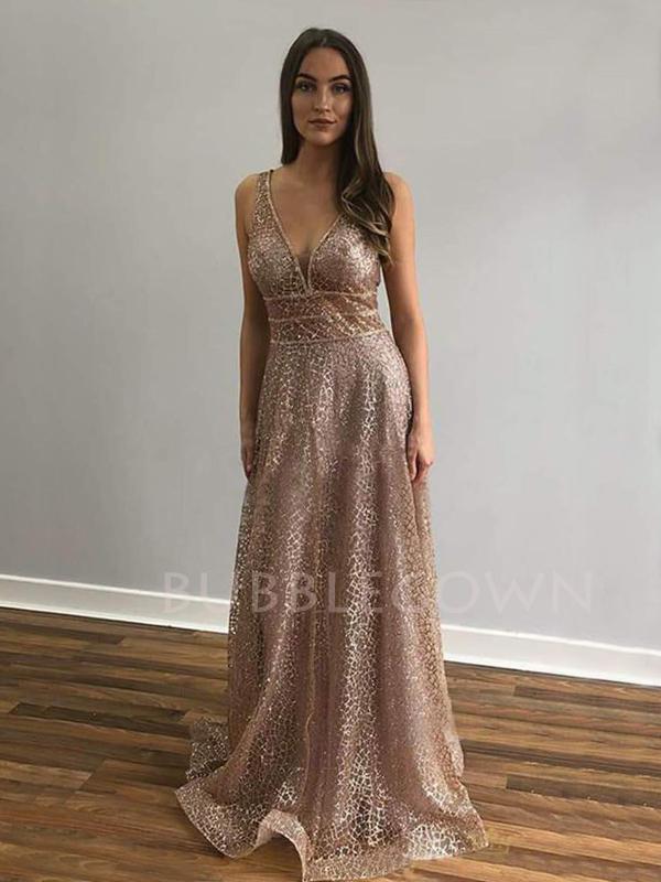 V-neck A-line Sequin Long Evening Prom Dresses, Cheap Custom Prom Dres MarryLover V-neck A-line Sequin Long Evening Prom Dresses, Cheap Custom Prom Dres MarryLover