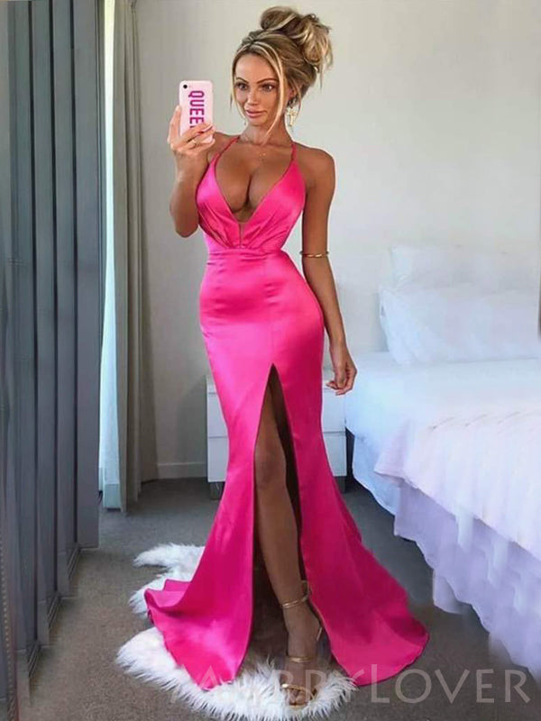 Azalea Satin Spaghetti Straps Mermaid Long Evening Prom Dresses, Cheap MarryLover Azalea Satin Spaghetti Straps Mermaid Long Evening Prom Dresses, Cheap MarryLover