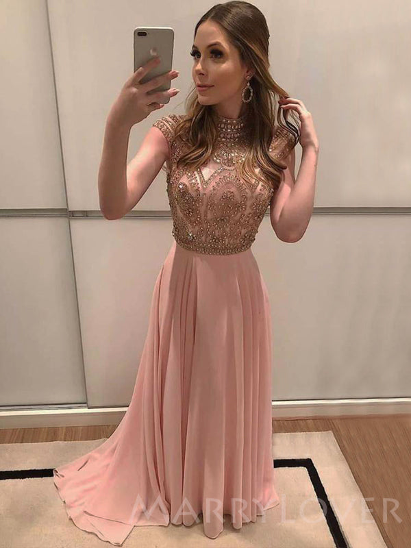 pearl pink chiffon dress Pearl Pink Chiffon V-Neck Long Elegant Cowl Back Bridesmaid Prom Dress