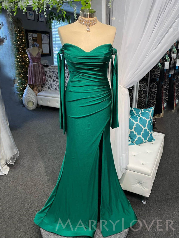 Off Shoulder Emerald Green Satin Mermaid Long Evening Prom Dresses, Ch MarryLover Off Shoulder Emerald Green Satin Mermaid Long Evening Prom Dresses, Ch MarryLover