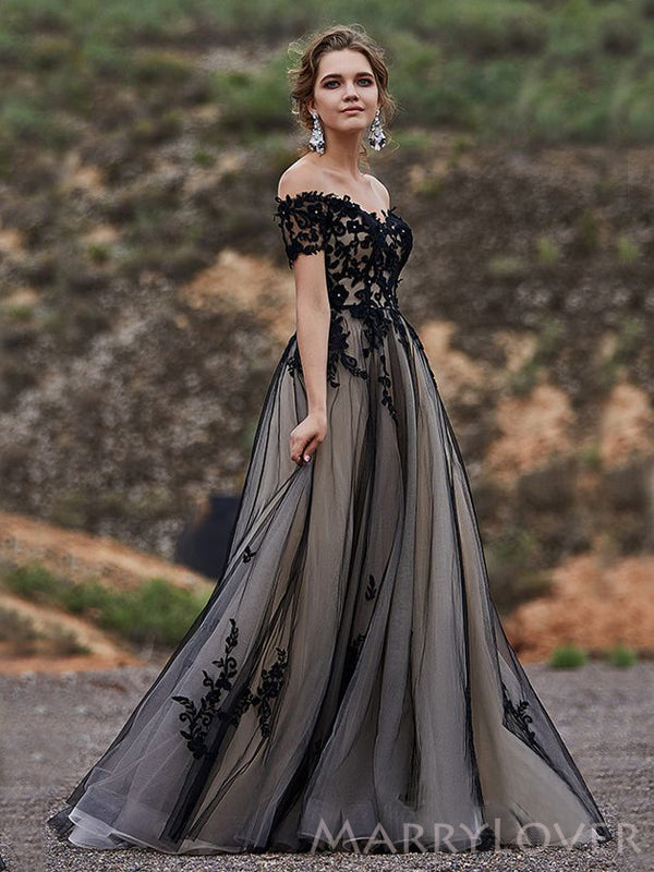 off the shoulder black dress prom Off-shoulder V Neck Split Mermaid in Size 0 Off Shoulder Black Tulle Appliques