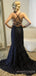 Spaghetti Straps Mermaid Black Tulle Appliques Long Evening Prom Dresses, Custom Prom Dress, MR8220