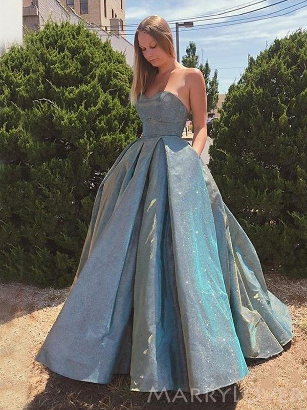 A-line Grey Sparkly Long Evening Prom Dresses, Strapless Custom Prom D MarryLover A-line Grey Sparkly Long Evening Prom Dresses, Strapless Custom Prom D MarryLover