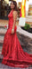 Red Sequin Long Halter Evening Prom Dresses, Mermaid V Neck Custom Prom Dresses, MR8263